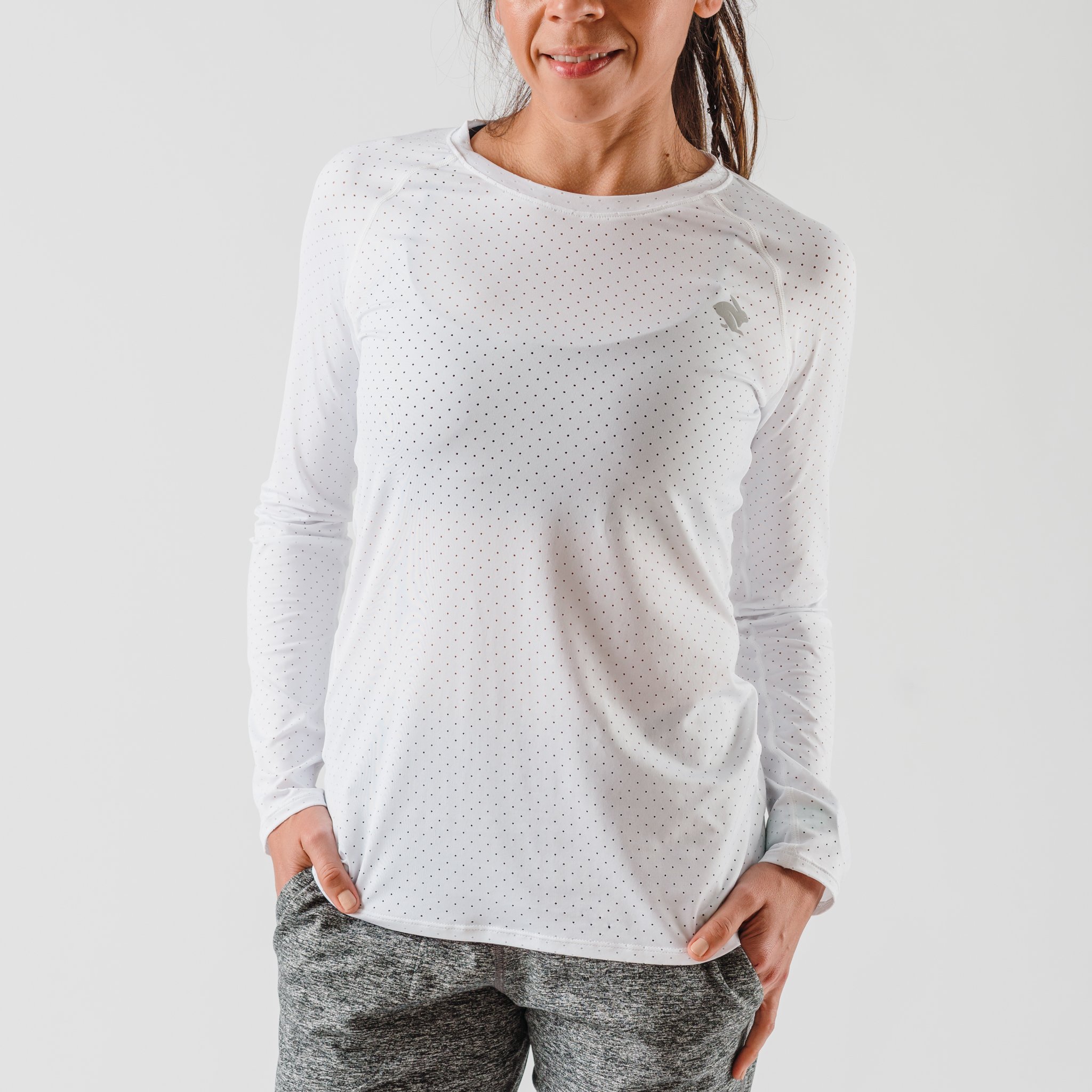 RABBIT EZ TEE PERF LS WOMENS WHITE